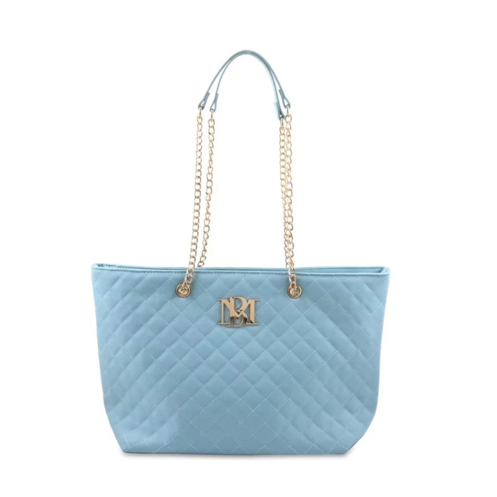 Badgley Mischka Sky Blue Quilted Large Tote, Chain Straps, EASTER, spring, NWT