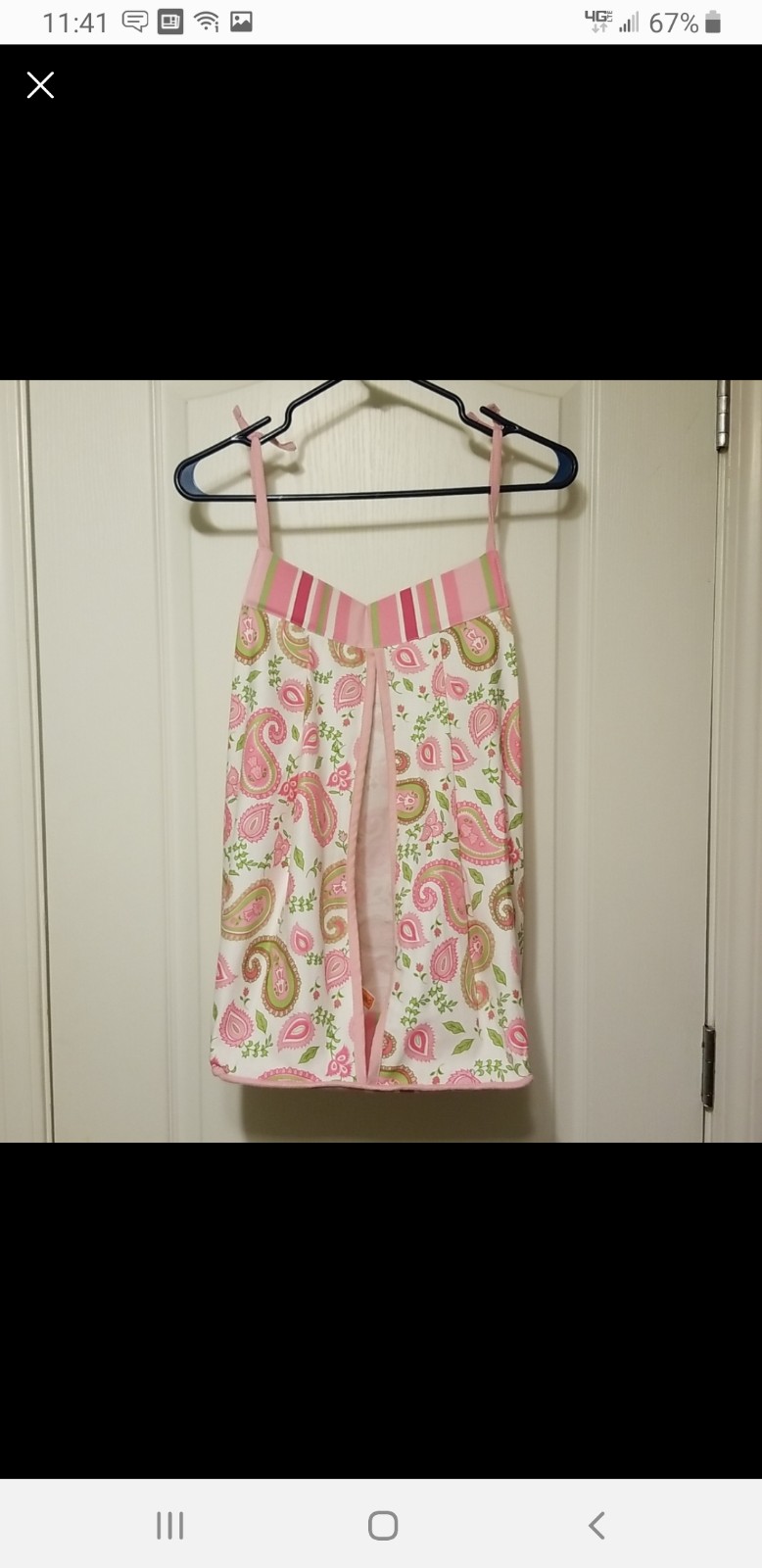Hanging diaper stacker holder for nursery pink green paisley stripes girl caddy