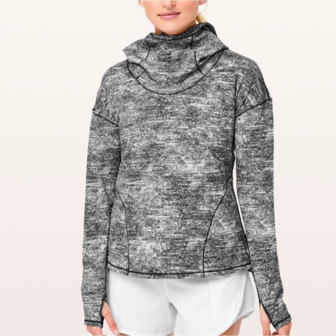 Lululemon Forever Endeavor Long Sleeve Rush Jaquard Black White 10