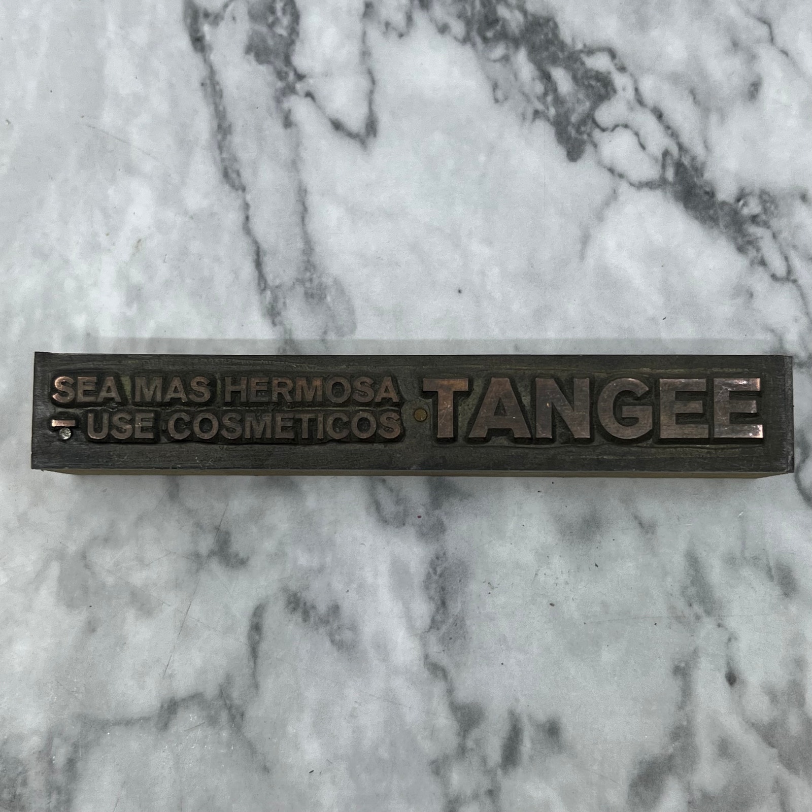 Vintage Printers Block Plate Spanish TANGER Sea Mas Hermosa Use Cosmeticos TJ52