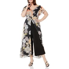 Adrianna Papell Women's Floral Chiffon Jumpsuit - Size 16W
