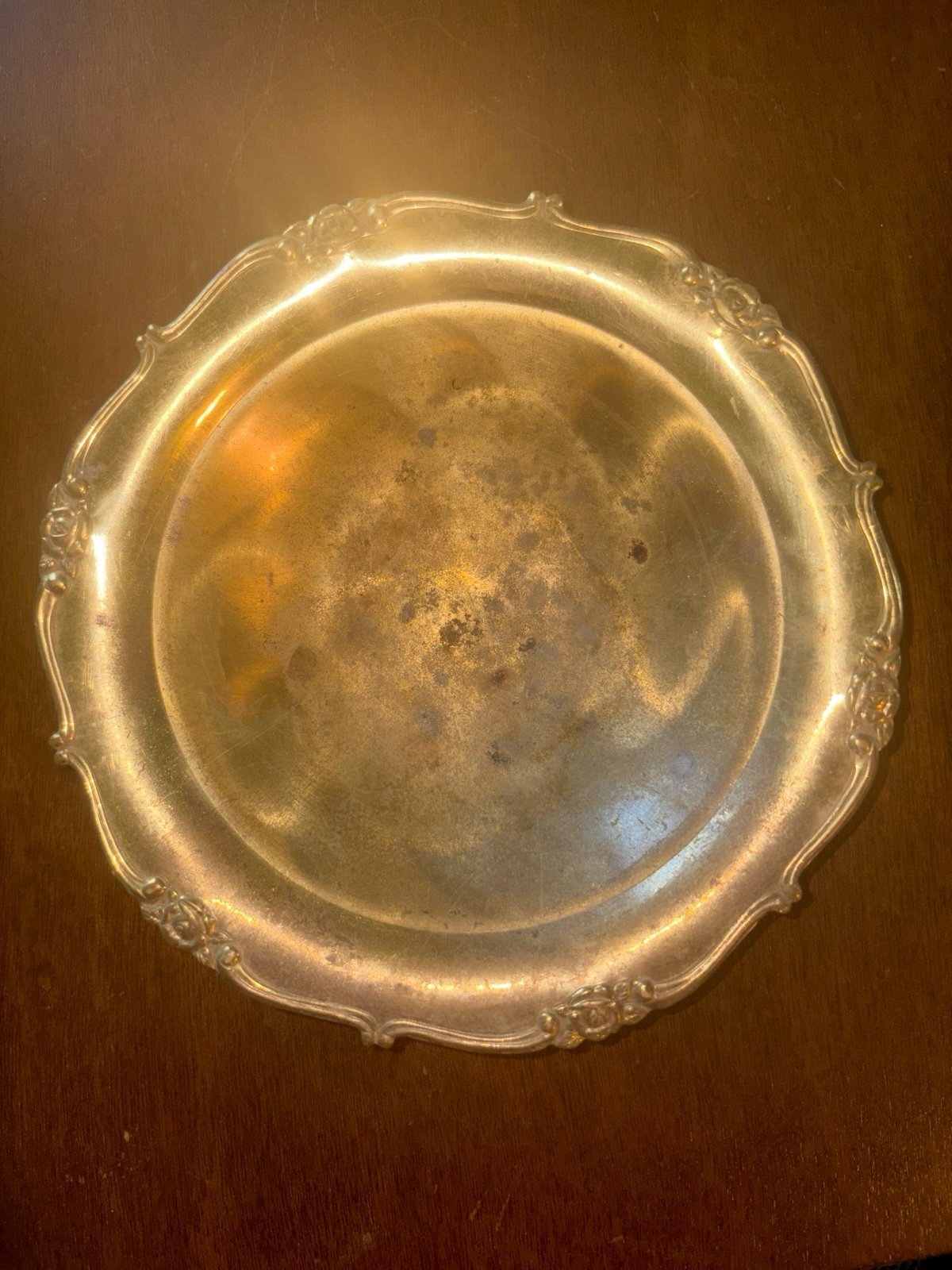 Vintage antique looking Brass Gold dish bowl with roses