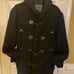 JORDAN CRAIG BLACK WOOL BLENDED BODY & POLYESTER LINING HOODED COAT SZ L. FRONT