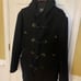 JORDAN CRAIG BLACK WOOL BLENDED BODY & POLYESTER LINING HOODED COAT SZ L. FRONT