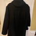 JORDAN CRAIG BLACK WOOL BLENDED BODY & POLYESTER LINING HOODED COAT SZ L. FRONT