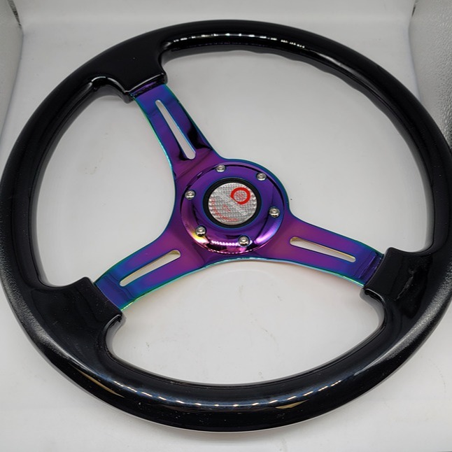 NEW 350MM 14 Universal Mugen ABS Racing Steering Wheel Black With Neo Spoke