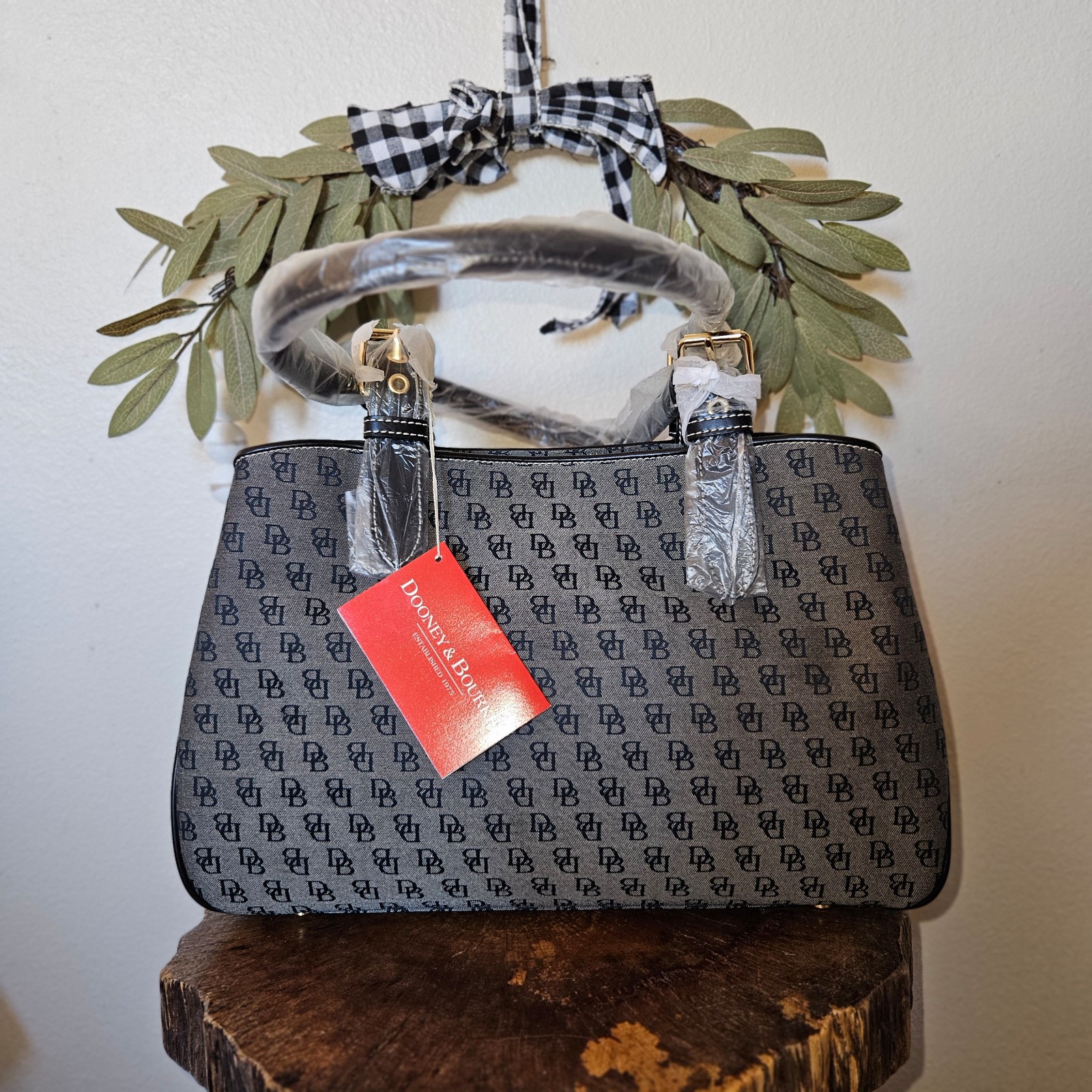 Dooney Bourke 4 Pc. Black & Gray Signature Canvas Leather Buckle Satchel NWT
