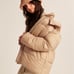 ABERCROMBIE Oversized Puffer Jacket Light Brown S Small 180 NWT