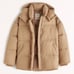 ABERCROMBIE Oversized Puffer Jacket Light Brown S Small 180 NWT