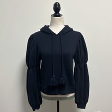 Ulla Johnson Navy Blue Sacha Hooded Puff Long Sleeve Sleeve Sweatshirt Small