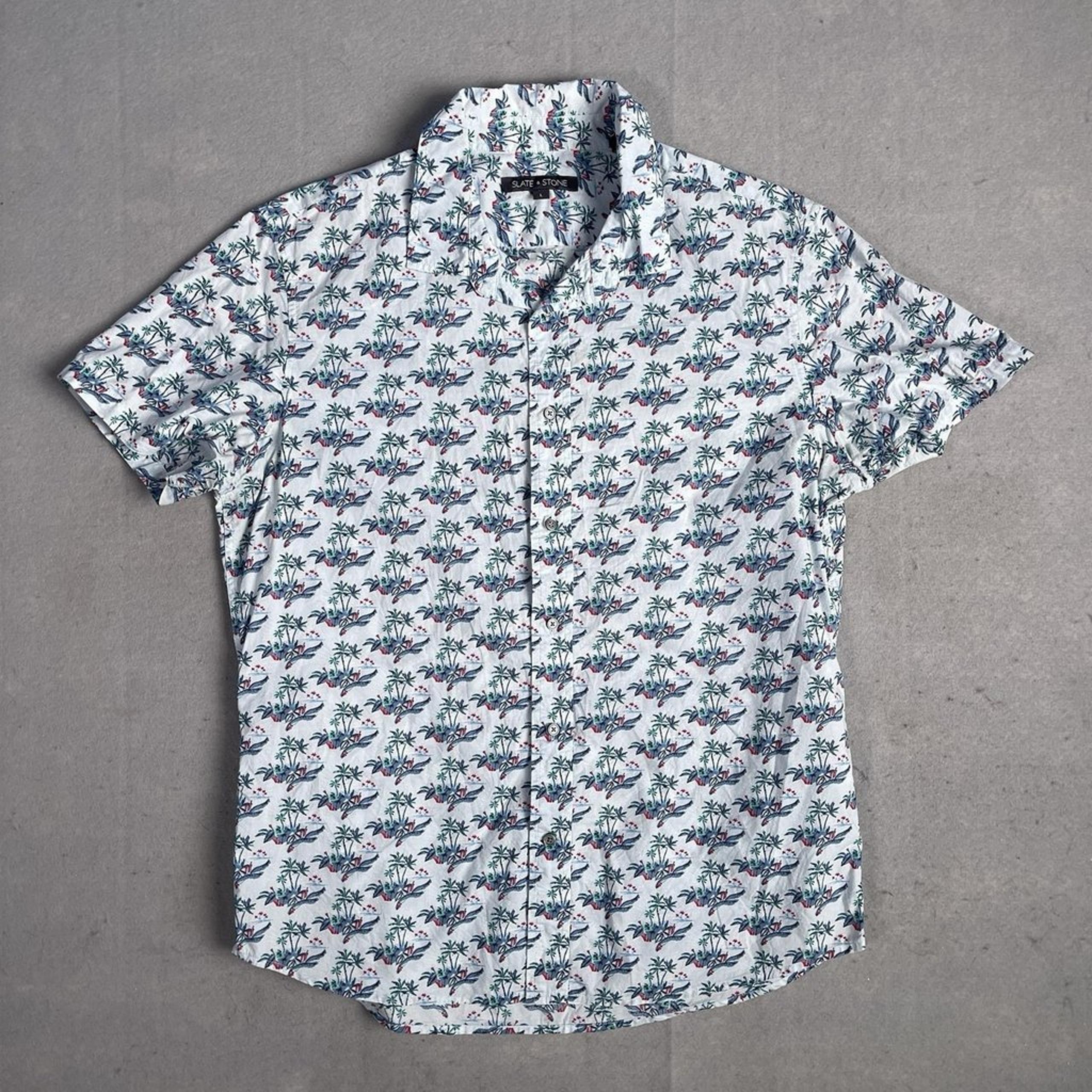 Slate & Stone Mens Button Down Shirt Sleeve Shirt Floral All Over Print Large