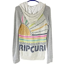 Rip Curl Gray Oatmeal Lightweight Full Zip Sweatshirt Boho Aztec Summer Hoodie