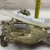 Vintage Solid Brass & Glass Inkwell Victorian Style With Feather Quill