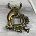 Vintage Solid Brass & Glass Inkwell Victorian Style With Feather Quill
