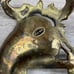 Vintage Solid Brass & Glass Inkwell Victorian Style With Feather Quill