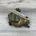 Vintage Solid Brass & Glass Inkwell Victorian Style With Feather Quill