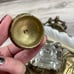 Vintage Solid Brass & Glass Inkwell Victorian Style With Feather Quill