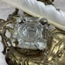 Vintage Solid Brass & Glass Inkwell Victorian Style With Feather Quill