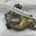 Vintage Solid Brass & Glass Inkwell Victorian Style With Feather Quill