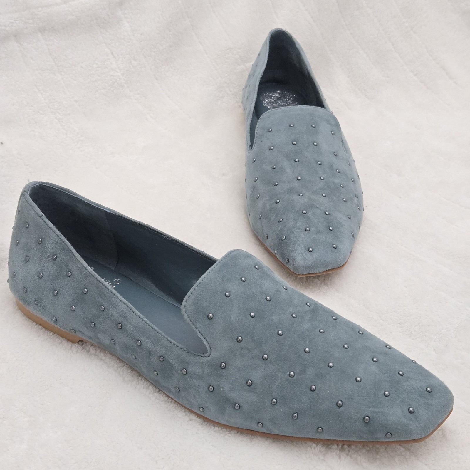 Vince Camuto Davanda Slip-on Loafer Flats Suede Shaded Spruce Blue Size 10 119