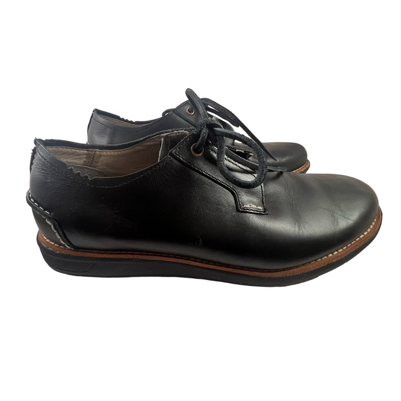 ohw? owns the factory | Ferrell Black Leather Hidden Eyelet Derby | sz 9