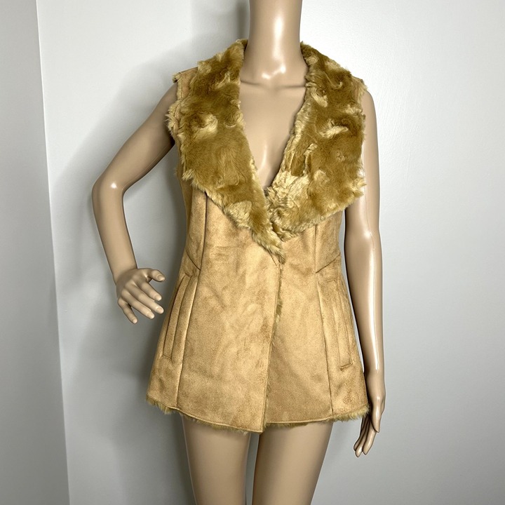 White House Black Market Suede Fur Vest