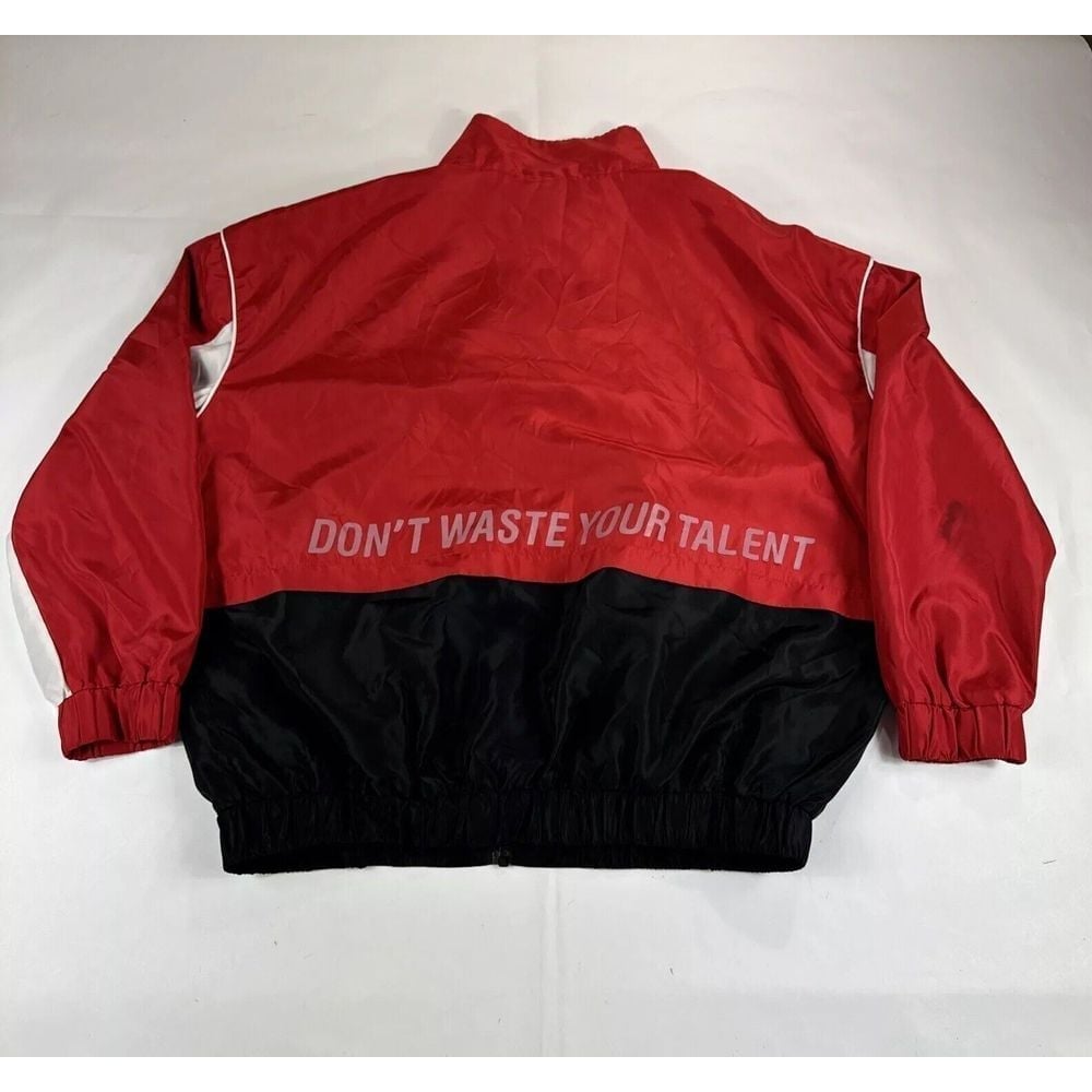 Gloomy Bear Zip Up Jacket Mens M Windbreaker Coat Red Emo Dont Waste Your Talent