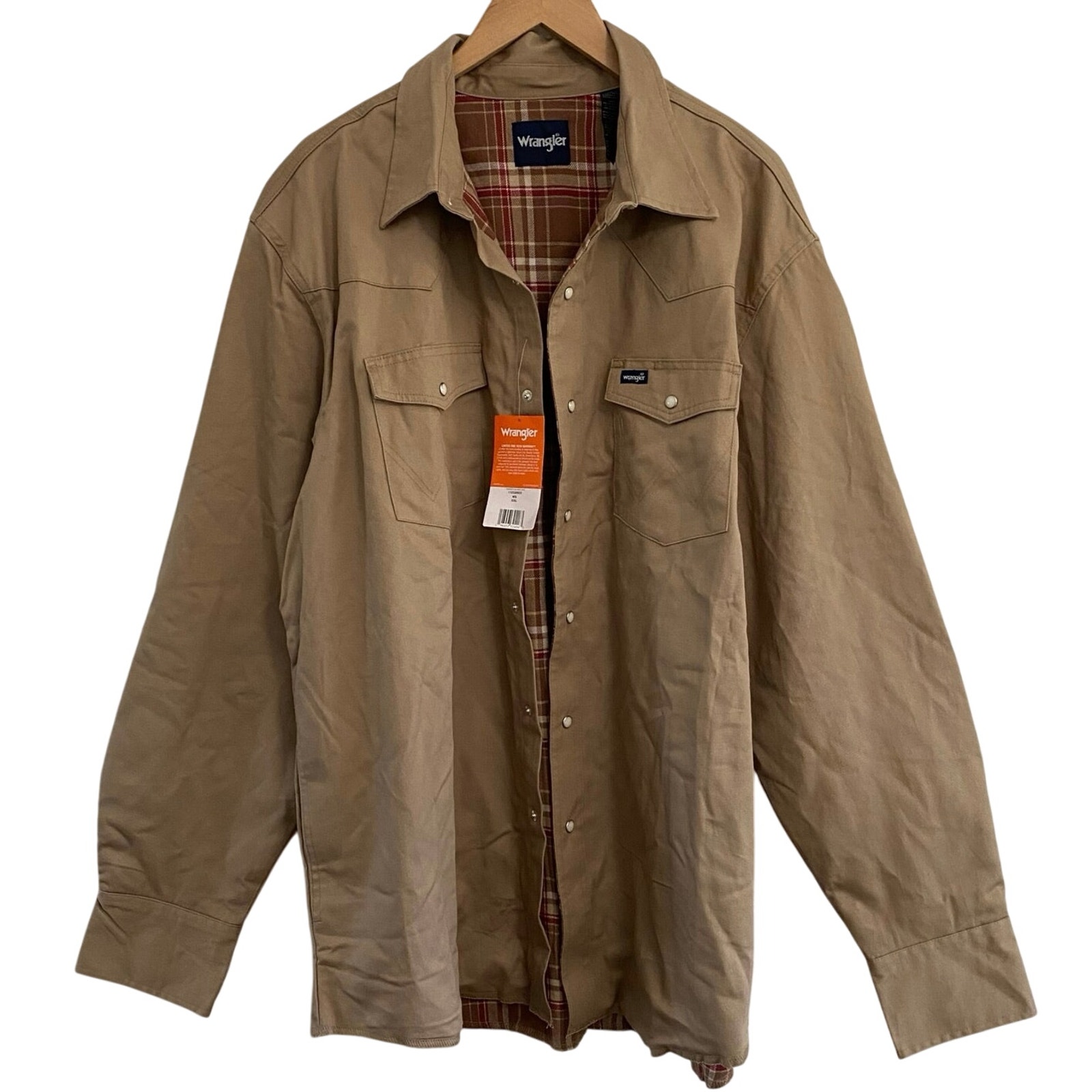 Wrangler Cowboy Cut Flannel Lined Work Shirt / Schacket Mens Size XXL Pearl snap