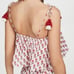 Kos Resort Floral Print Tassel Crop Top, Size Medium Red/White