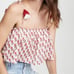 Kos Resort Floral Print Tassel Crop Top, Size Medium Red/White