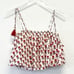 Kos Resort Floral Print Tassel Crop Top, Size Medium Red/White