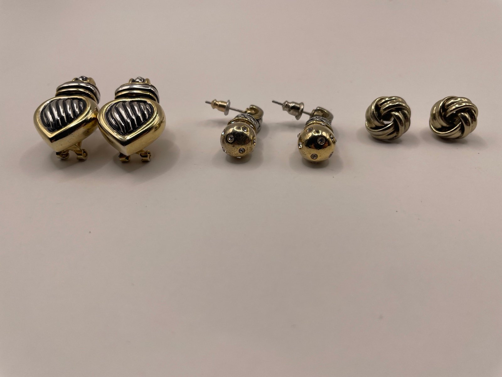 Lot Of 3 Vintage Two Tone Gold/silver Earrings
