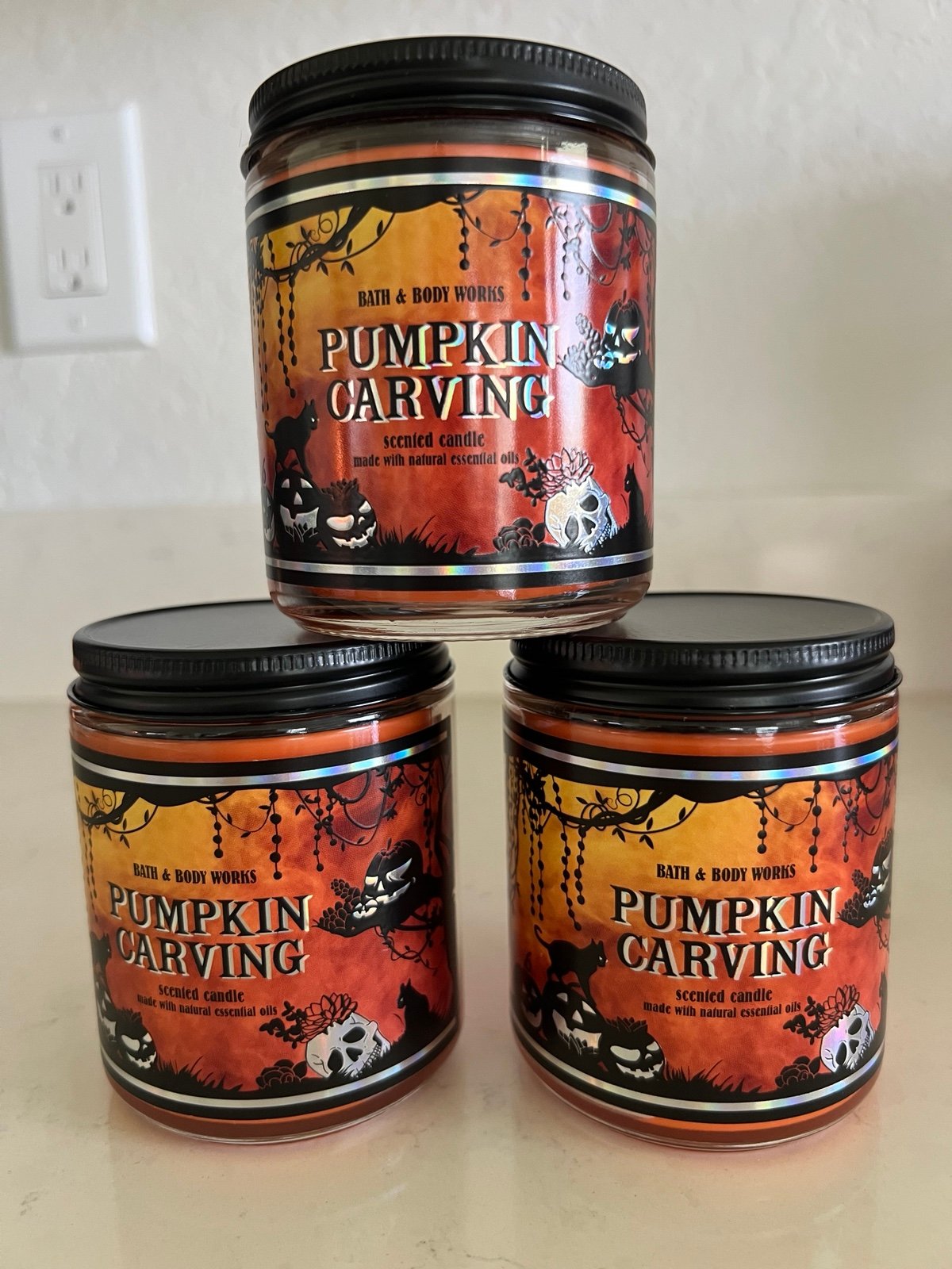 Bath & Body Works Pumpkin Carving Single Wick Candles Trio