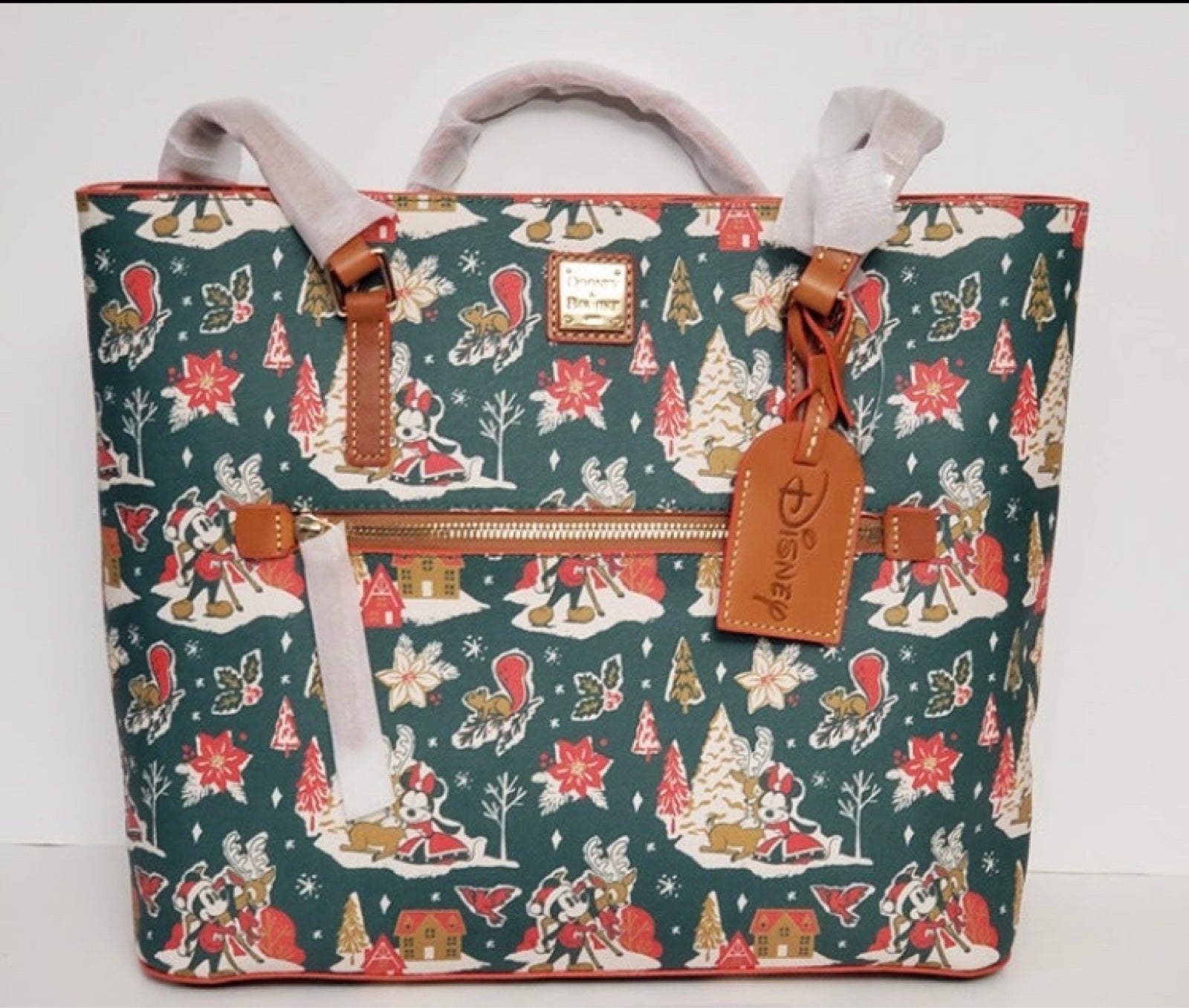 2022 Disney Parks Mickey and Minnie Mouse Christmas Dooney & Bourke Tote Bag