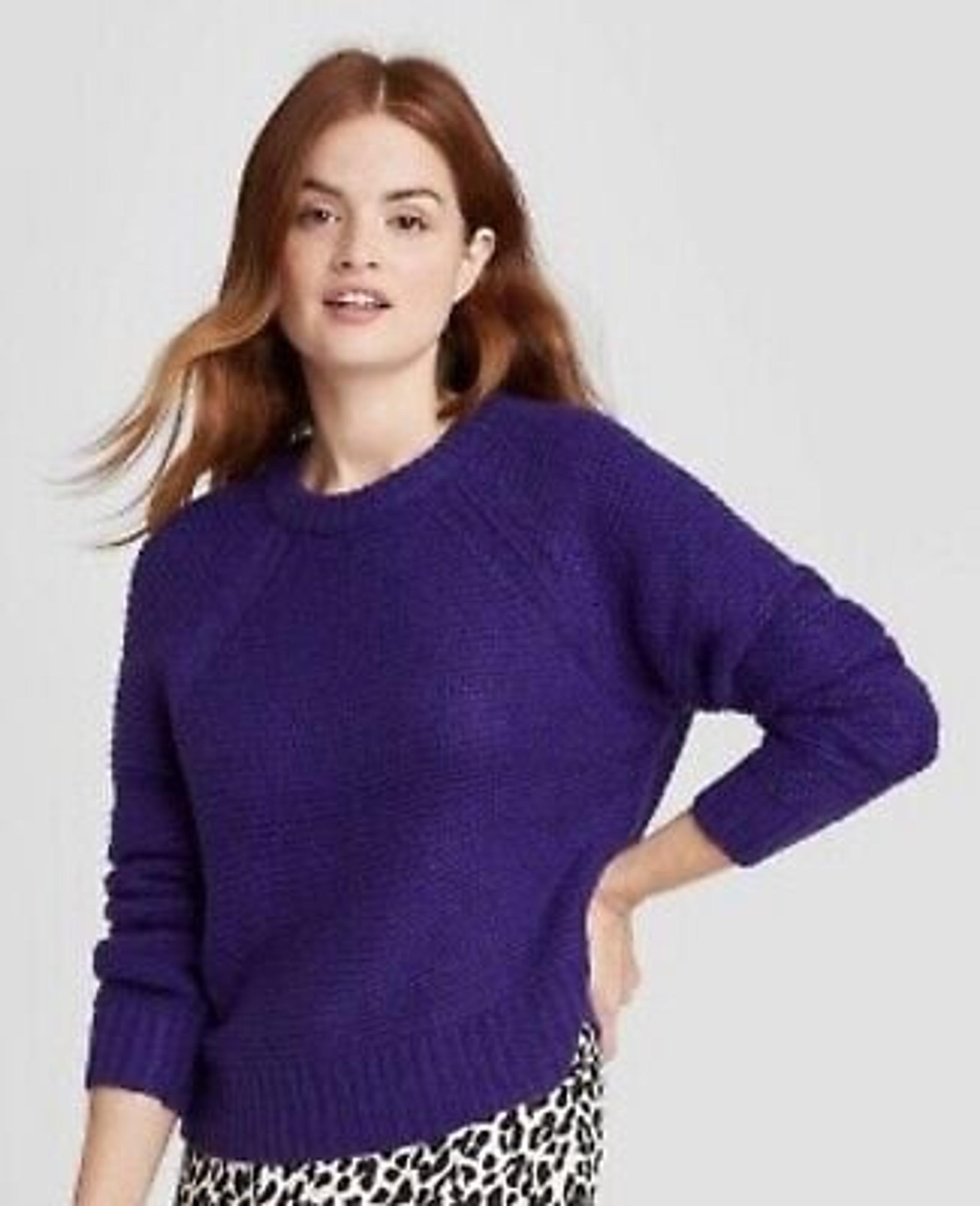 New Womens Crewneck Pullover Sweater - A NEW DAY Purple