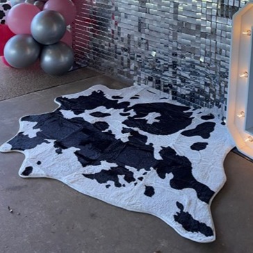 Cow Print Rug Faux Cowhide Rug, Upgraded Fluffy Animal Printed Rug, 4.6ft x 5.2f