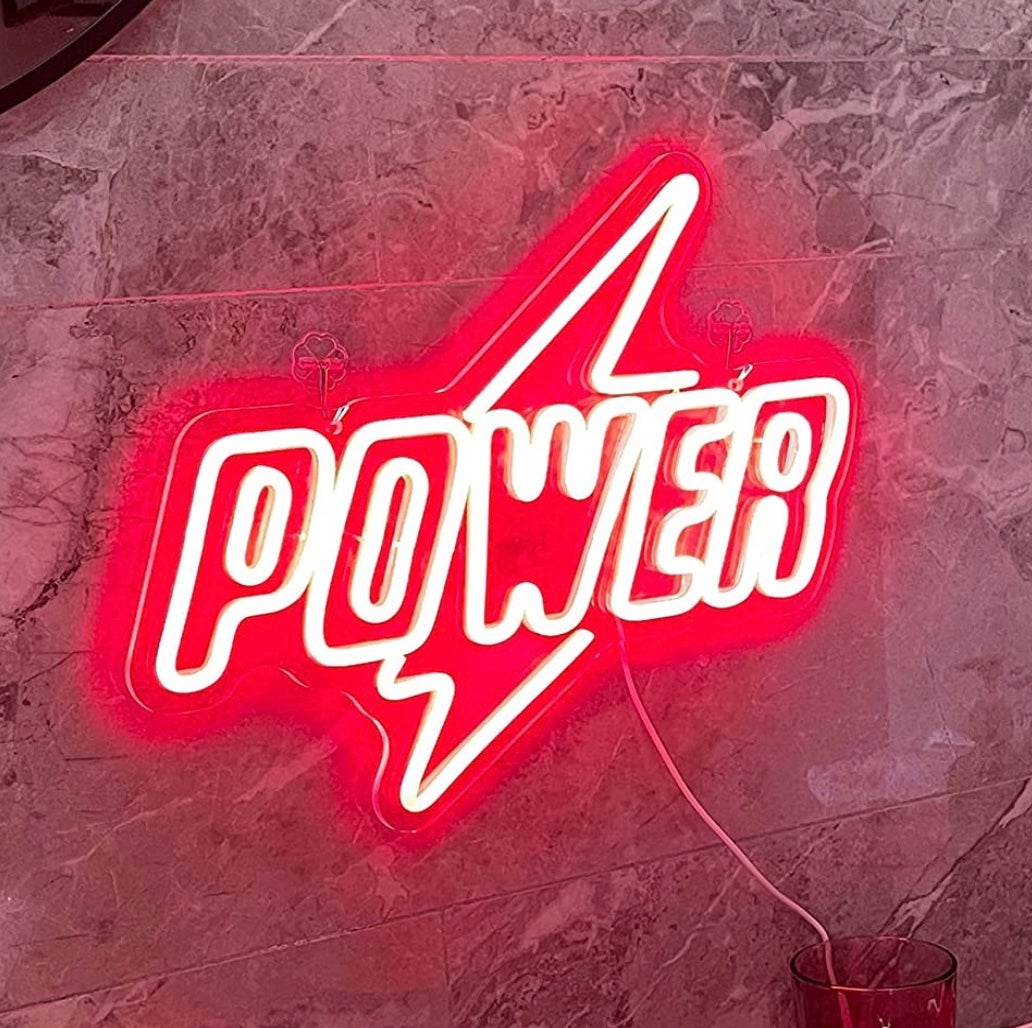 Bright Red Power Lightning Bolt LED Night Light Room Wall Decoration