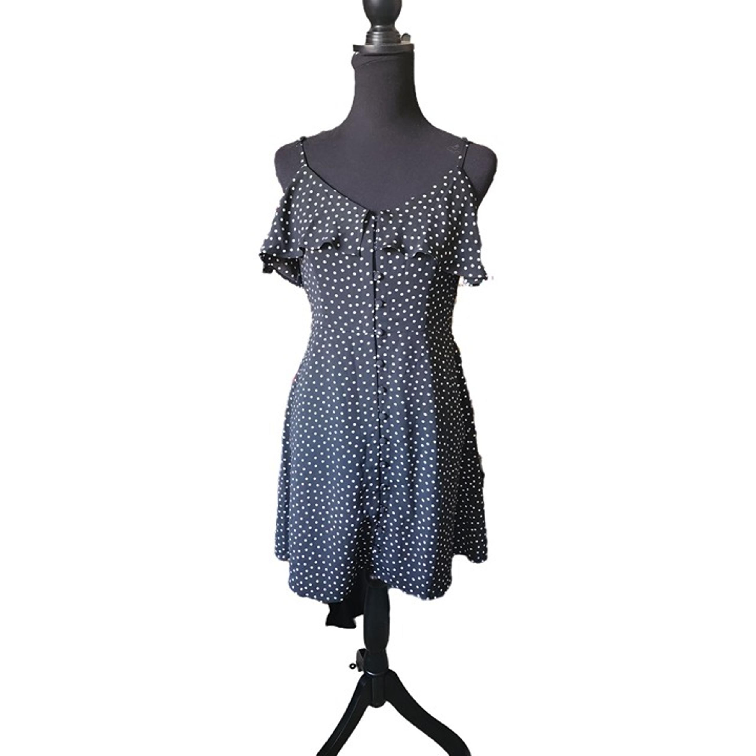 Sanctuary Small Black/White Polka Dot Spaghetti Strap Dress - EUC