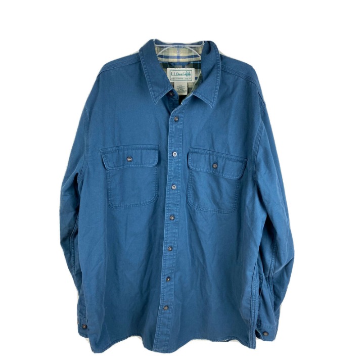 Vtg LL Bean Mens Large Reg Flannel Lined Button Down ChoreShirt Long Sleeve EUC