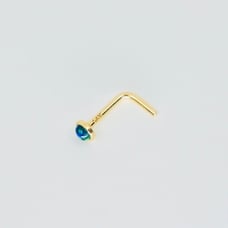 Solid 14kt gold nose piercing with a beautiful Green dome gem 20 gauge New