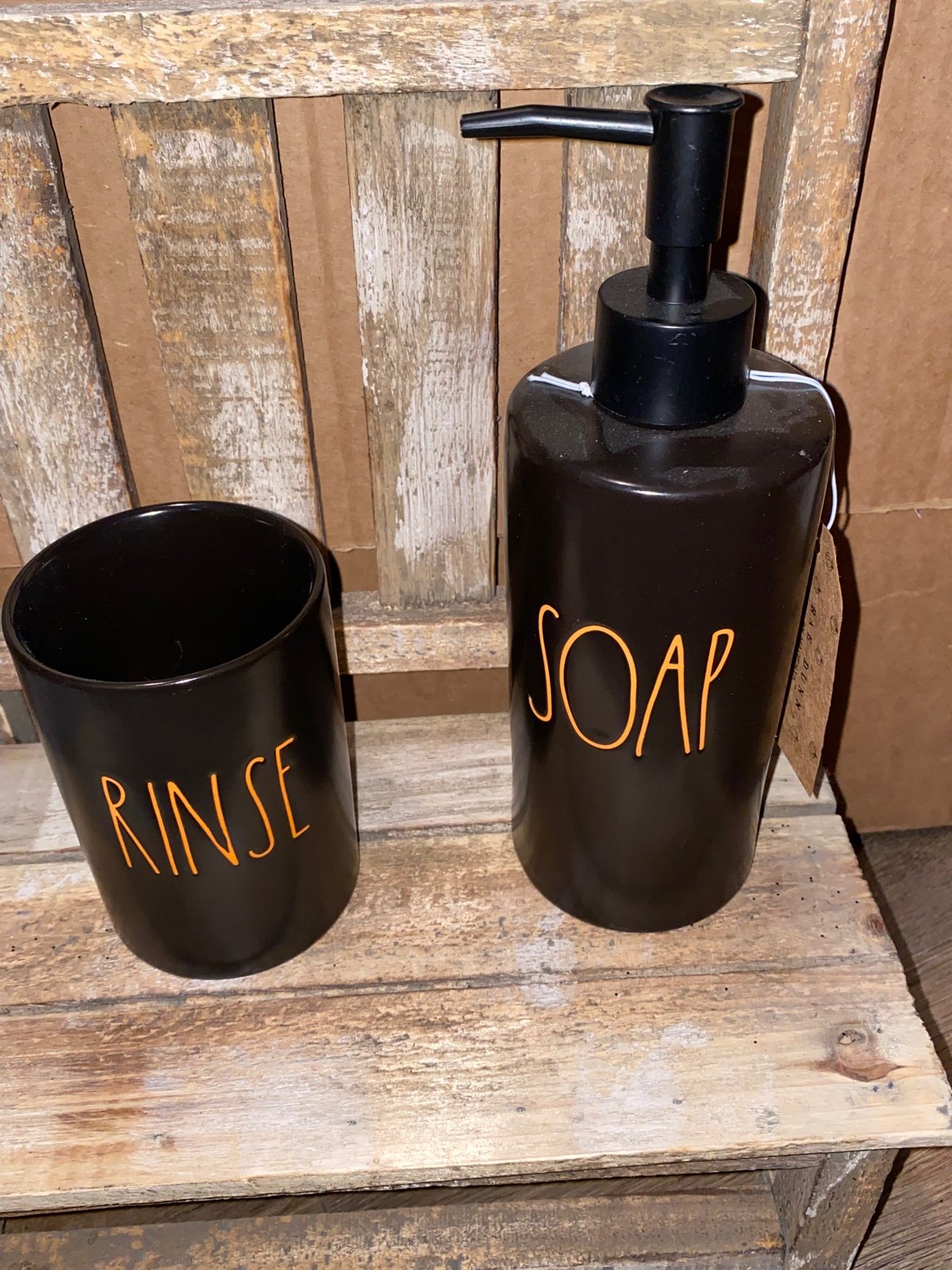 Rae dunn bathroom soap and rinse