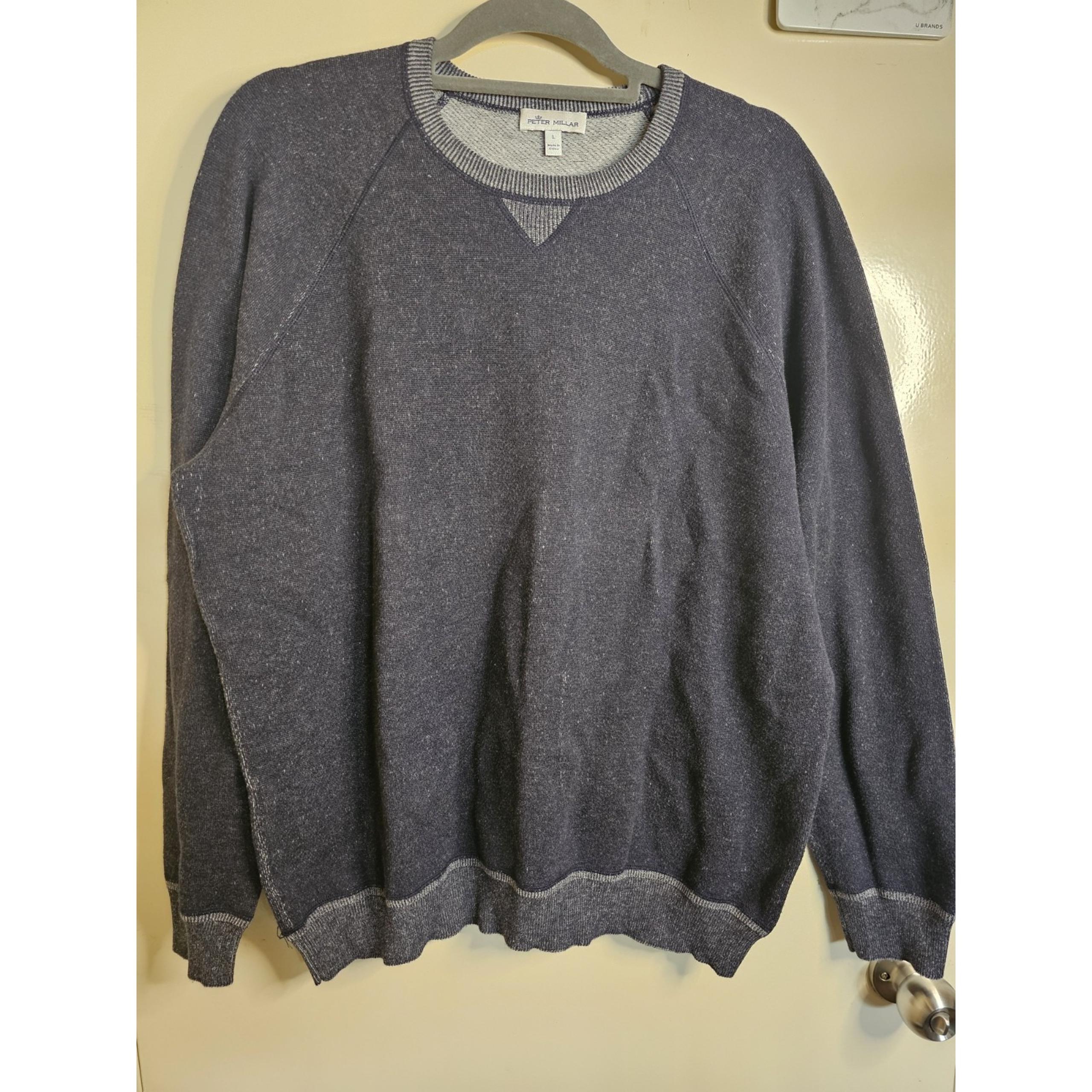 Peter Millar Hartford Crew Crewneck Sweater Mens L Blue Merino Wool Blend Casual