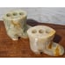 Set Of 2 VTG Natural Marble Onyx Stone Desk Accessory•Holder•Paperweight Boots