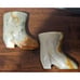 Set Of 2 VTG Natural Marble Onyx Stone Desk Accessory•Holder•Paperweight Boots