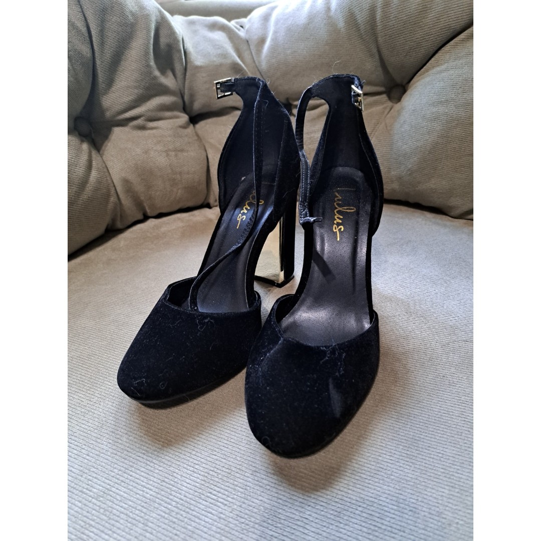 Taylor black suede ankle strap heels cheap