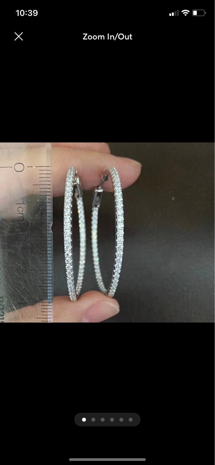 14k white gold 3ct diamond hoop earring