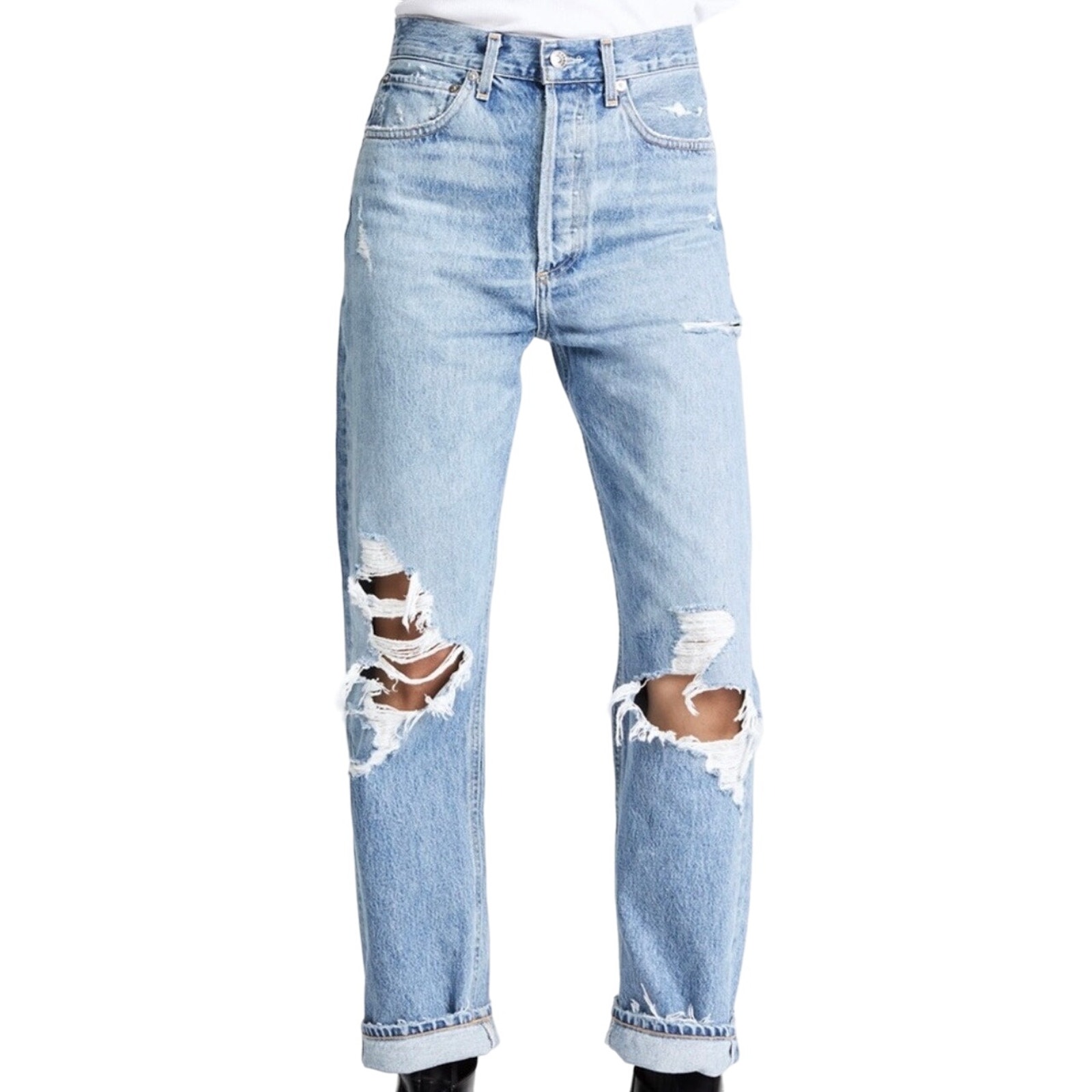 AGOLDE 90s High Rise Distressed Loose Fit Jeans