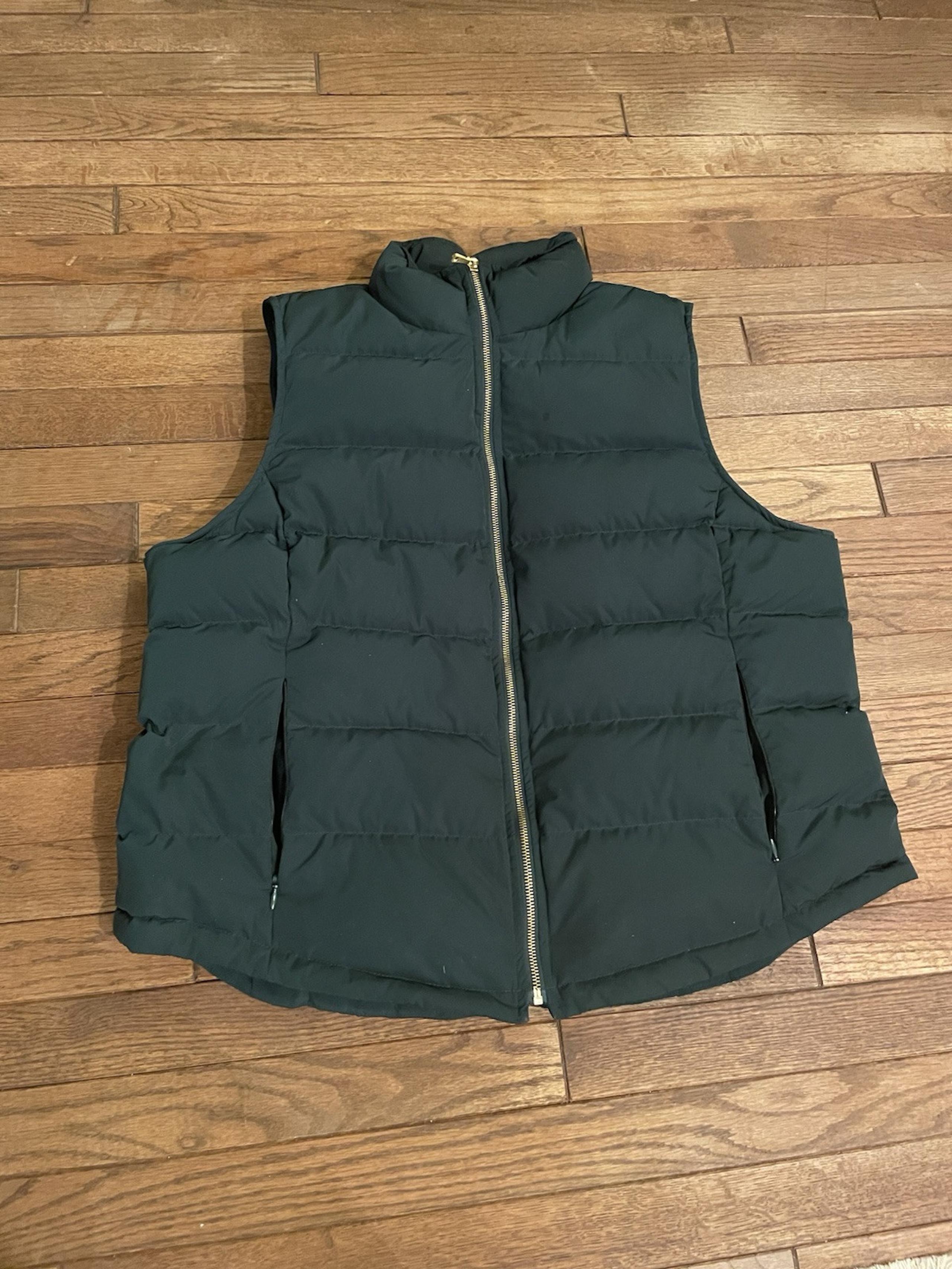 Talbots Gold With Green Accents Sweater Vest Down Filling Size XL