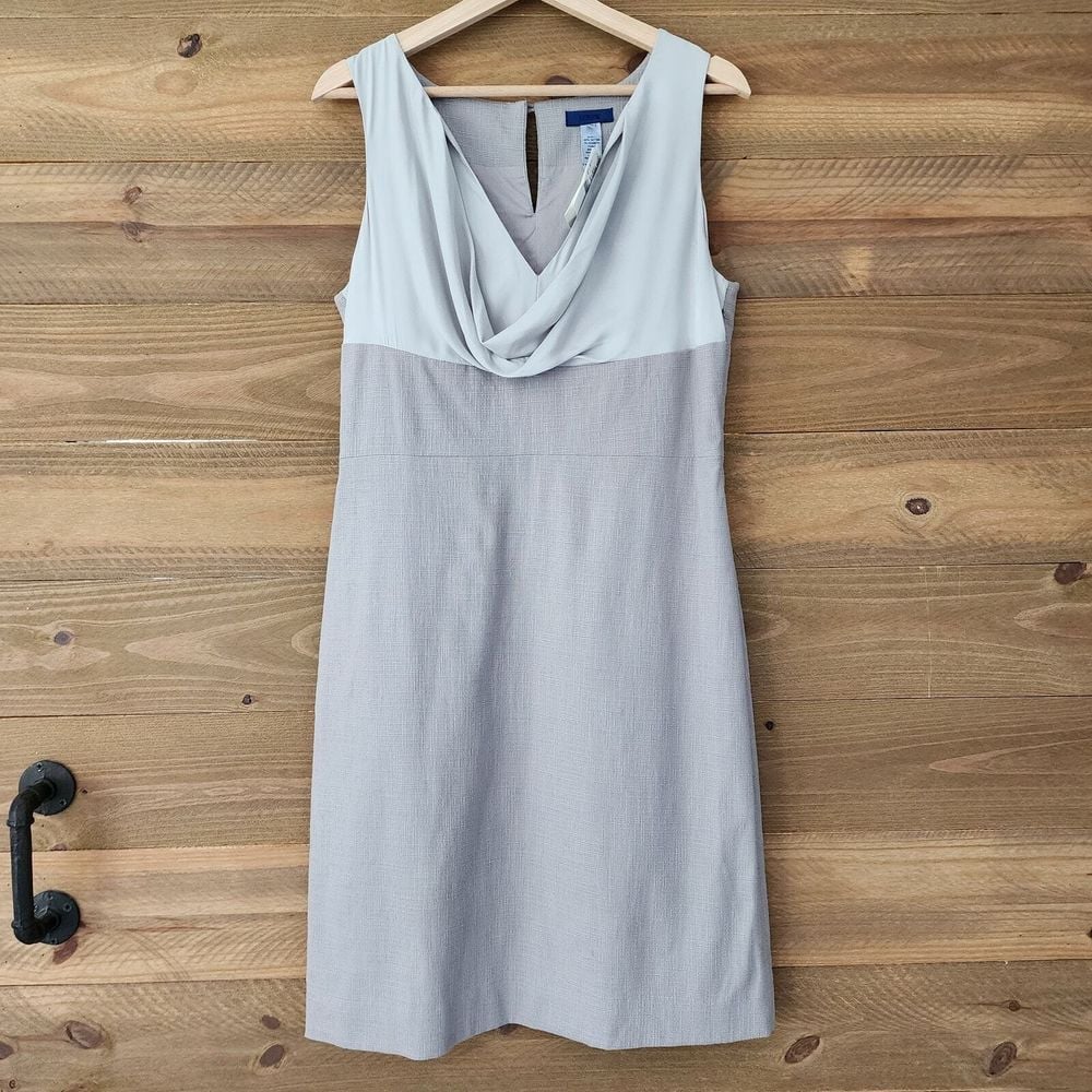 New J. Crew two tone gray sleeveless sheath dress womens size 10 silk cotton