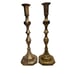 Vintage tall English brass pushup candlesticks 18.75 tall with 6 x 6 base, pr